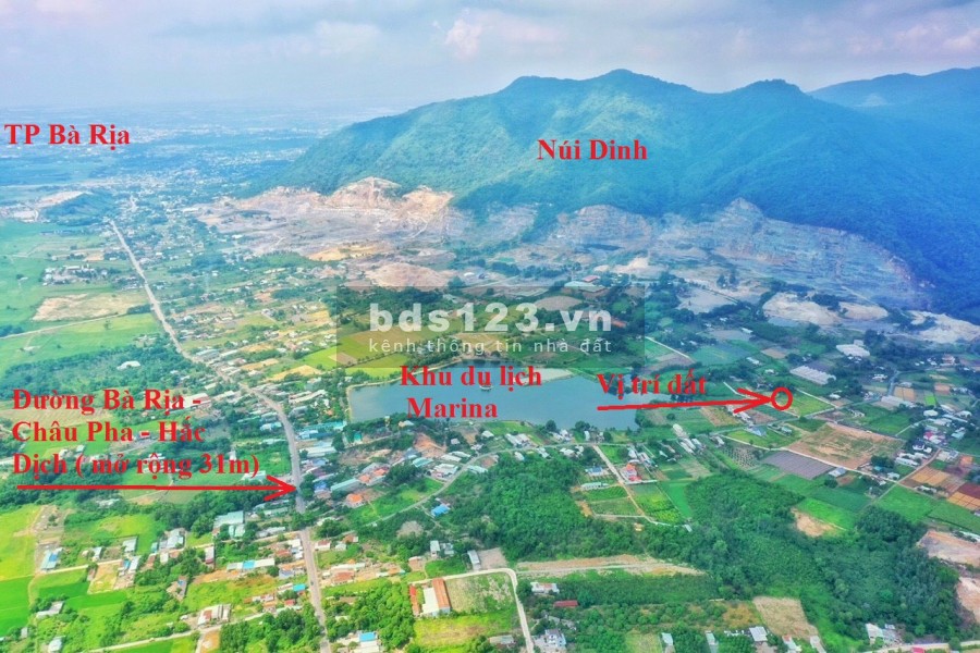 2,8tr/m Đất Châu Pha, thị xã Phú Mỹ. Lưng tựa núi Dinh, mặt hướng hồ Marina
