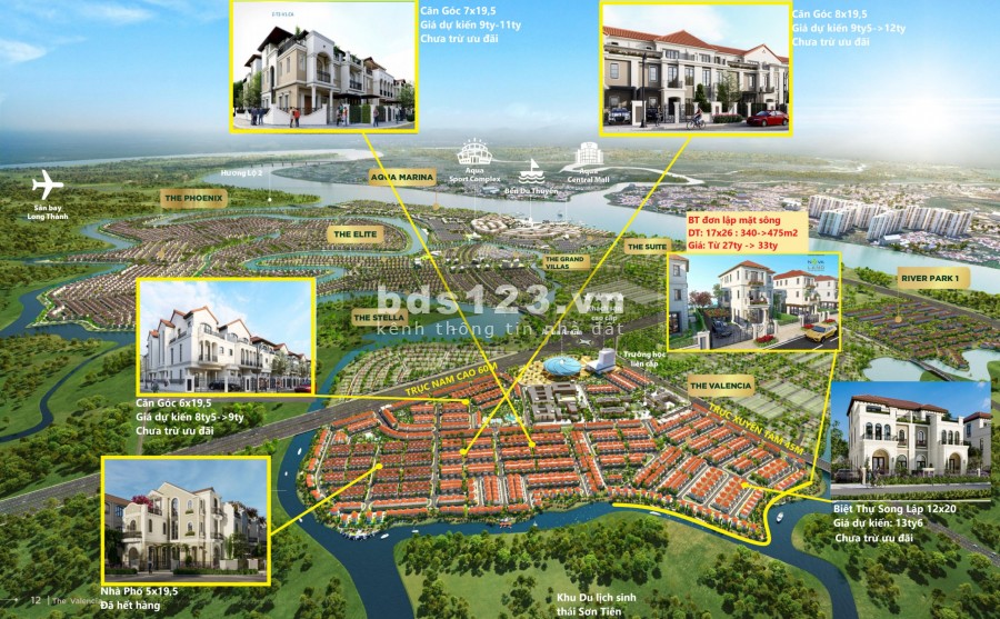 Căn nhà phố liền lề siêu đẹp 3 mặt tiền đường Aqua City Đồng Nai