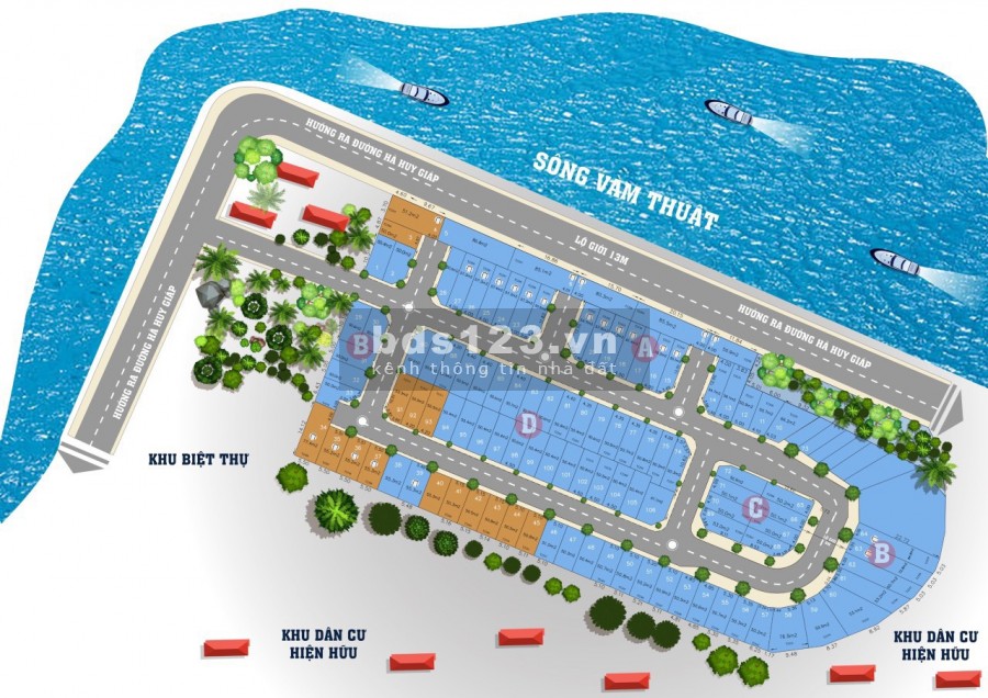 Nhà phố Thương mạị, 3 mặt view sông cao cấp duy nhất tại Quận 12. SHR công chứng ngay, diện tích xây dựng 210m2