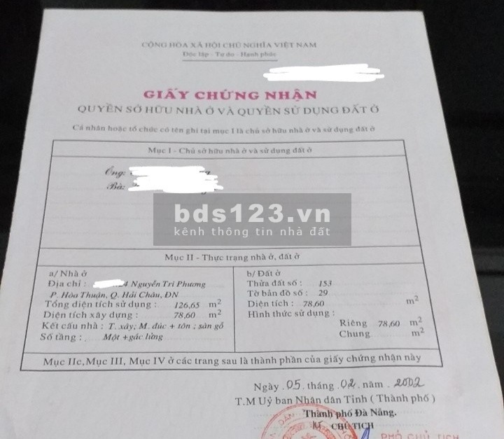 Bán đất sẵn nhà cấp 4 kiệt oto 6m Nguyễn Tri Phương, Đà Nẵng
