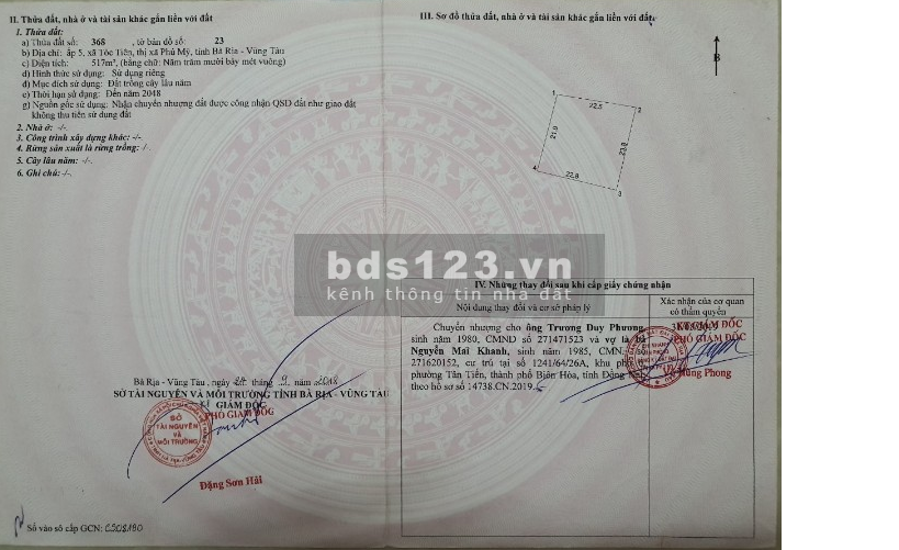Đất thị xã Phú Mỹ, mặt tiền đường qui hoạch 30m giá 2,6 tr/m2