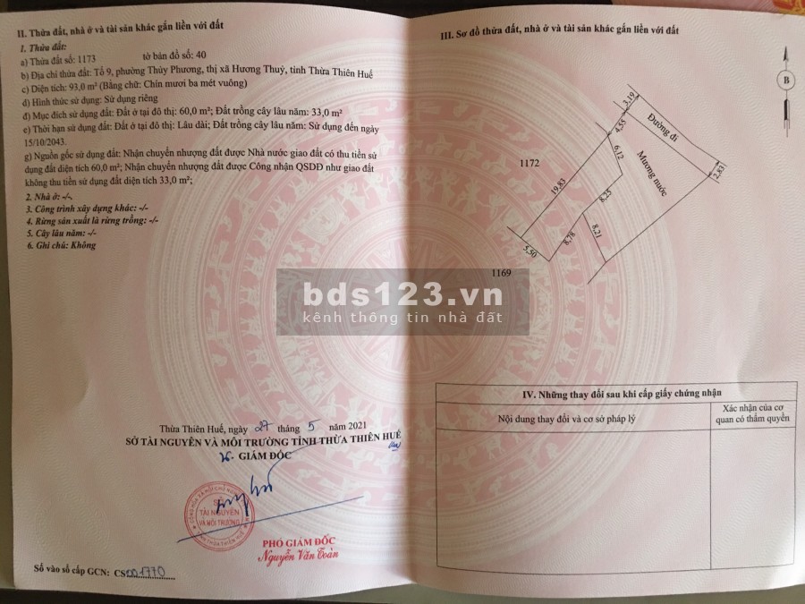 [Bán Đất] Kiệt Oto Tôn Thất Sơn, Phường Thủy Phương, thị xã Hương Thủy, TP Huế