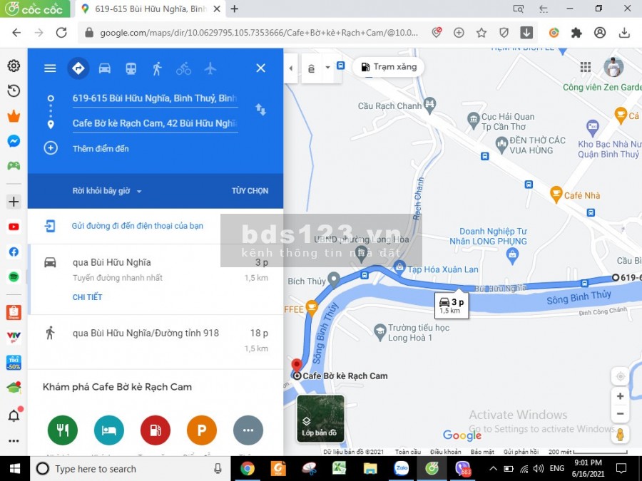 Bán 1.614 m2 mặt tiền Đường Tỉnh lộ 918 (đường Bùi Hữu Nghĩa) phường Long Hoà, Quận Bình Thuỷ, Thành Phố Cần Thơ