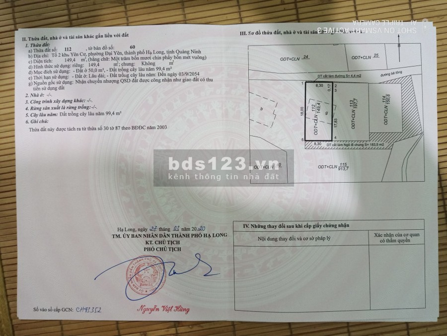Đất nền dự án Hạ Long Xanh diện tích 150m2 SĐCC, 2 mặt tiiền