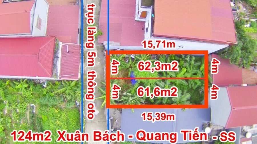Chính chủ bán 2 lô ngay bìa làng, giá rẻ 61.6m và 62.3m ở Thôn Xuân Bách, Sóc Sơn, Hà Nội