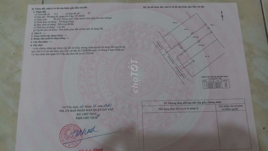 Chính chủ cần bán đất mặt tiền tại Đường Trần Bá Giao, Phường 5, Quận Gò Vấp, Tp Hồ Chí Minh