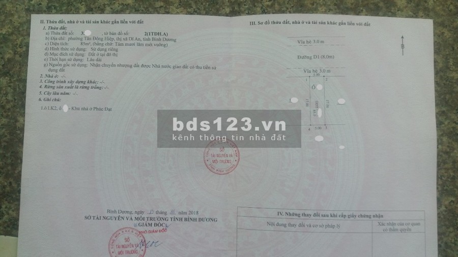 Lô mặt tiền Kdc Phúc Đạt P. Tân Đông Hiệp thành phố Dĩ An, giá 2.65 tỷ