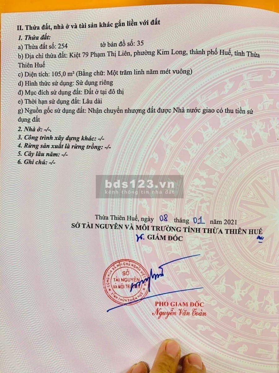 Cần bán gấp lô đất khu vực sầm uất tp Huế, kiệt 79 Phạm Thị Liên, giá 1.9x tỷ