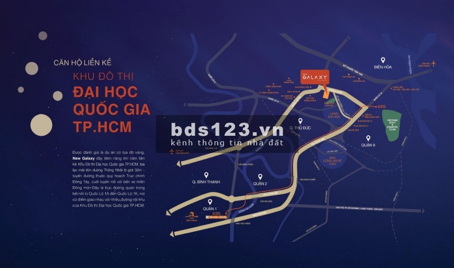 Căn hộ New Galaxy Hưng Thịnh 1PN 50m2, liền kề TP. Thủ Đức, mã số đẹp view thoáng mát