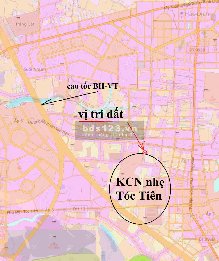 Đất thị xã Phú Mỹ, liền kề khu công nghiệp nhẹ Tóc Tiên, giá mềm cho nhà đầu tư