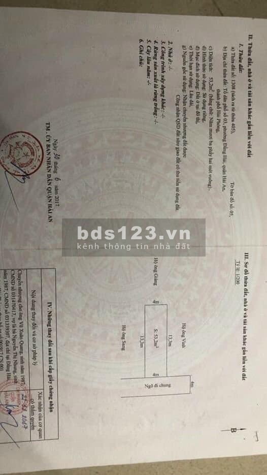 Bán Đất 53.2m2 Khu Phân Lô 273 Đằng Hải, Hải An, Hải Phòng. Diện Tích: 53.2m2