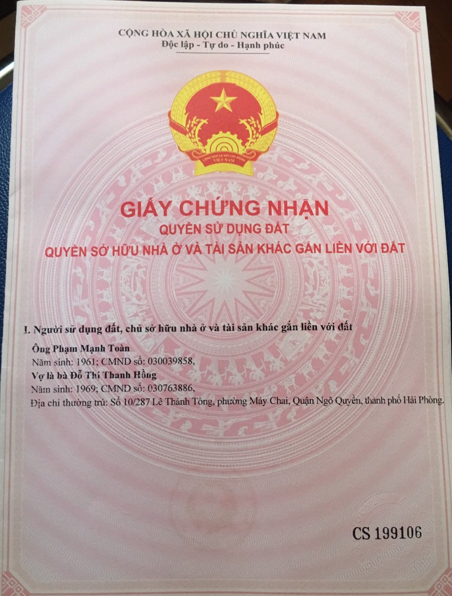 Chính chủ bán nhà hẻm ô tô tại phường Vạn Mỹ, Ngô Quyền, Hải Phòng