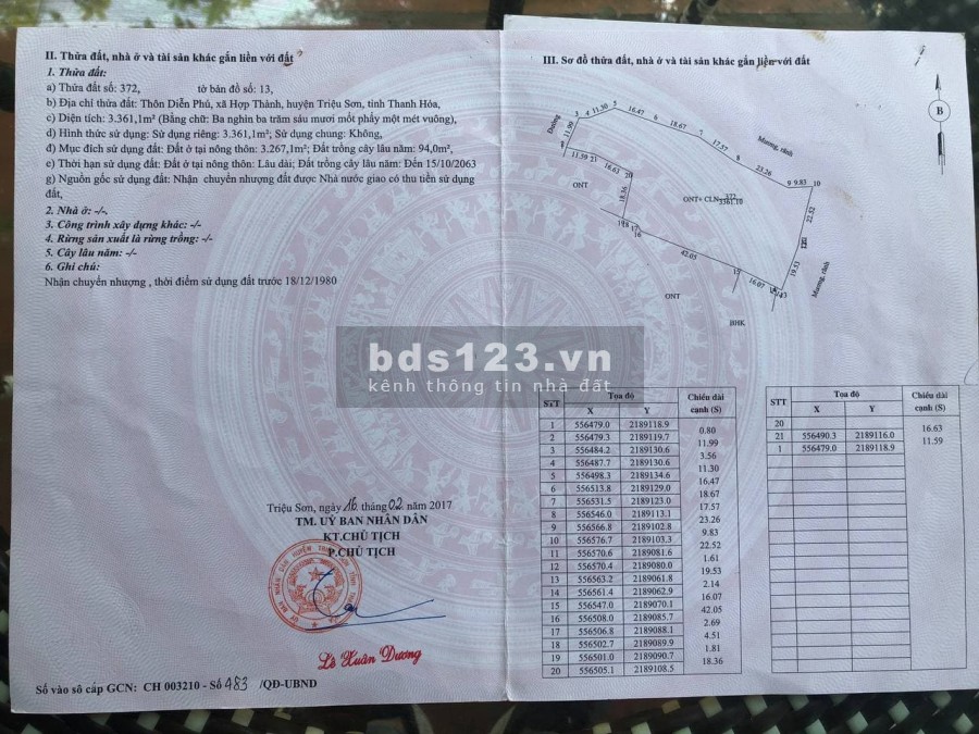 Chỉ hơn 3tr/m2, đất chính chủ, sinh lời nhanh, vị trí đẹp tại Triệu Sơn, Thanh Hóa