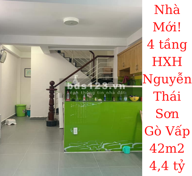 Bán nhà Mới! 4 tầng Nguyễn Thái Sơn, P.5, GV 42m2 giá bán 4,4 tỷ thương lượng