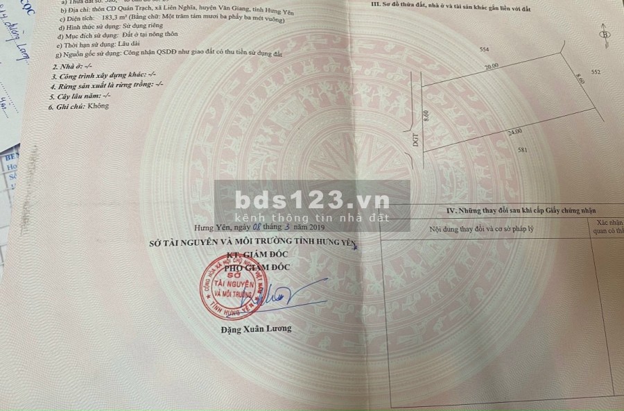 Chính chủ cần bán 405m2 đất thổ cư Văn Giang gần vành đai 4, KĐT Xuân Cầu giá chỉ 12,8 triệu/m2. LH 0962886253