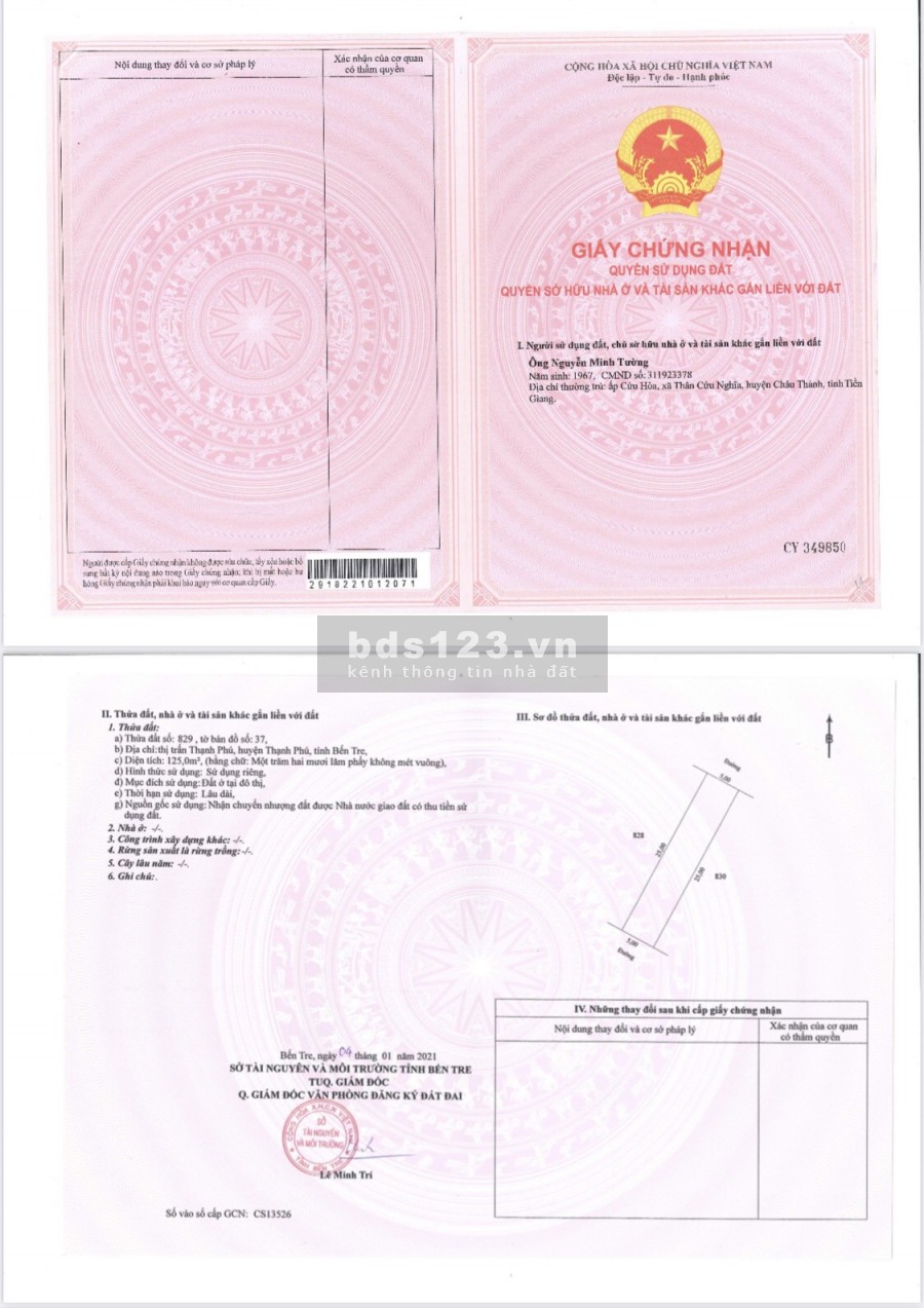 Đẫt mặt tiền chợ 100% thổ cư sổ hồng riêng, khu Thạnh Phú