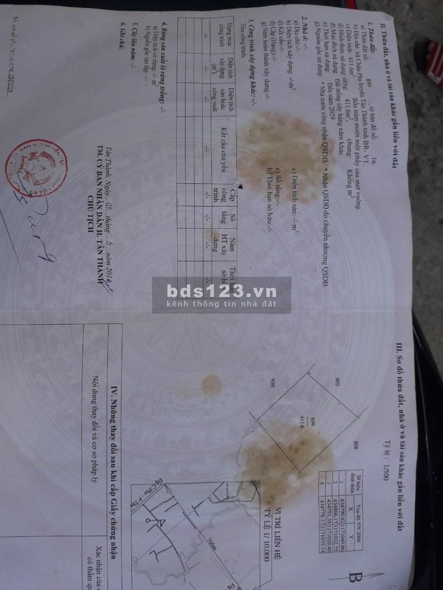 Mẹ tôi muốn bán gấp xào đất ở Châu Pha- Bà rịa- Vũng Tàu, giá bán 1.2 tỷ, lhcc