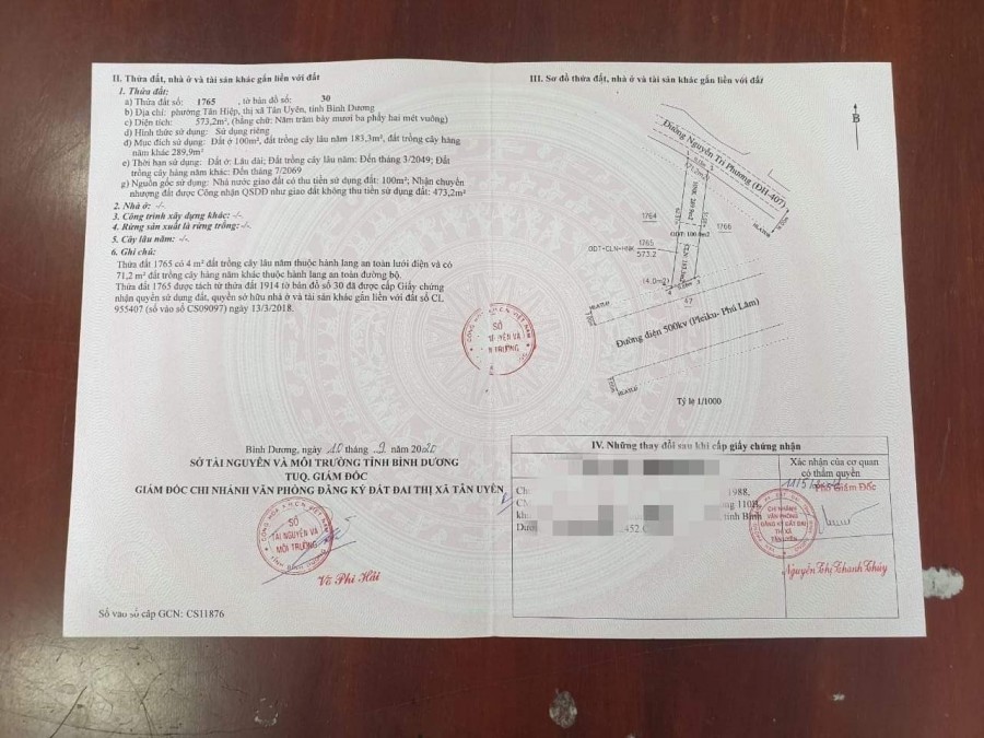 Chính chủ bán đất ở thị xã Tân Uyên – Bình Dương, giá bán 8.2 triệu/m2