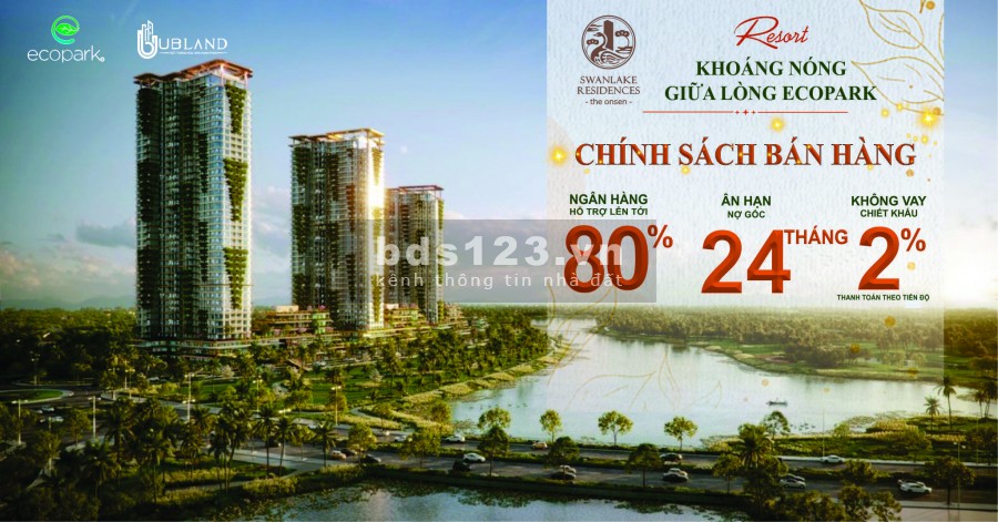 Ecopark Dự án biểu tượng của năm Swanlake Residence the Onssen giá trần 58 triệu/m2