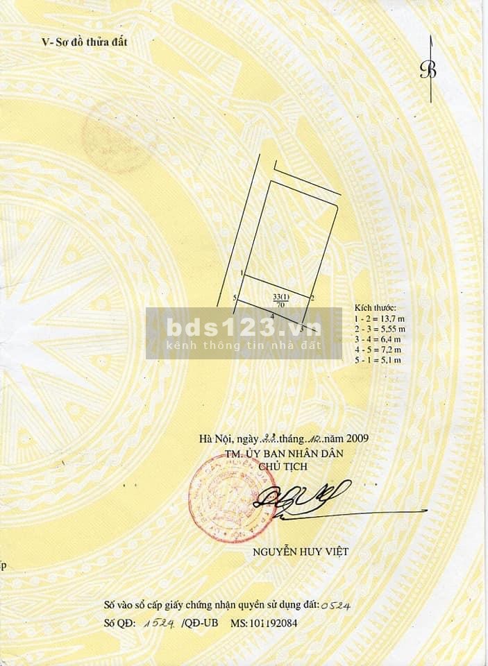 Cần bán lô đất Kiêu Kỵ, Gia Lâm, dt 70m2, mt 5.1m, ngõ thông, ô tô đậu cửa, sàt Vinhomes Ocean Park