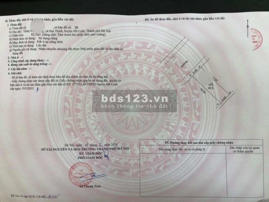 Chính chủ bán đất Nội Đồng - xã Đại Thịnh - huyện Mê Linh, DT 82.5m2, giá covid, LH 0944596256