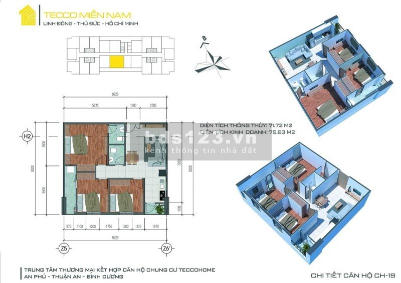 Bán gấp căn hộ 3pn ngay vòng xoay An Phú 76m2 chỉ 365 triệu đợt 1