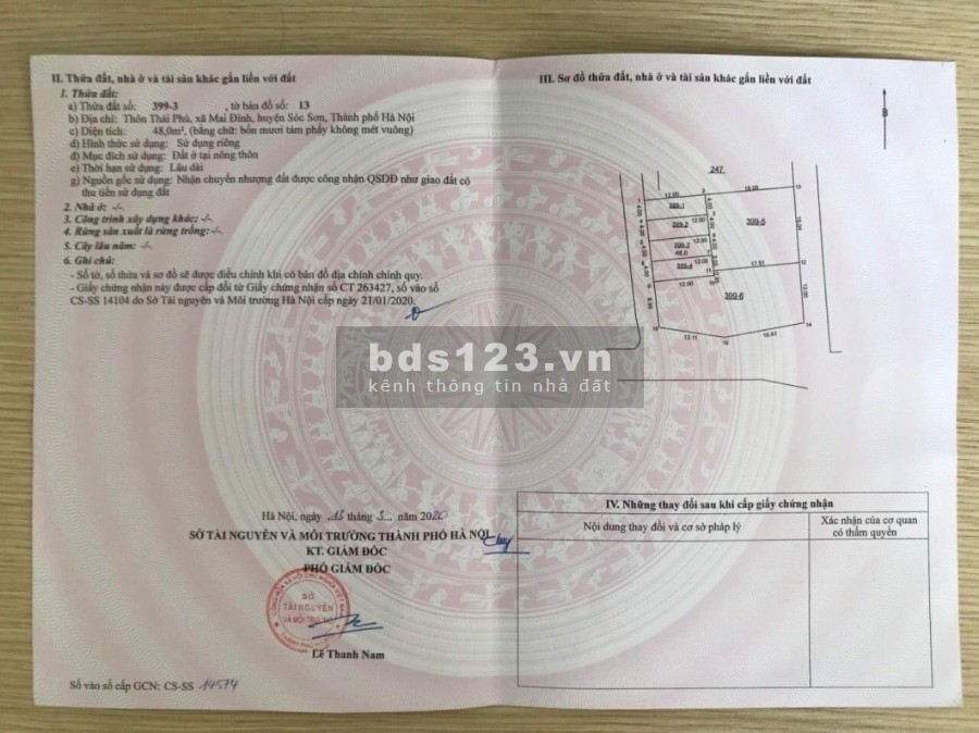 Chính chủ bán RẺ 48M2,Đường 7m, Mặt sân bóng Thái phù,Mai Đình, sóc sơn. LH 0327075088 Giá công khai: 780 triệu