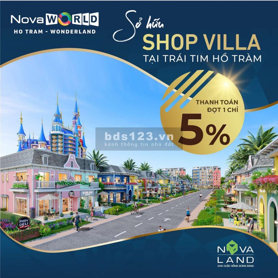 Mở bán Shop villa Wonderland của Nova world Hồ Tràm chỉ 9,8 tỷ/căn. Cam kết thuê 800tr/năm