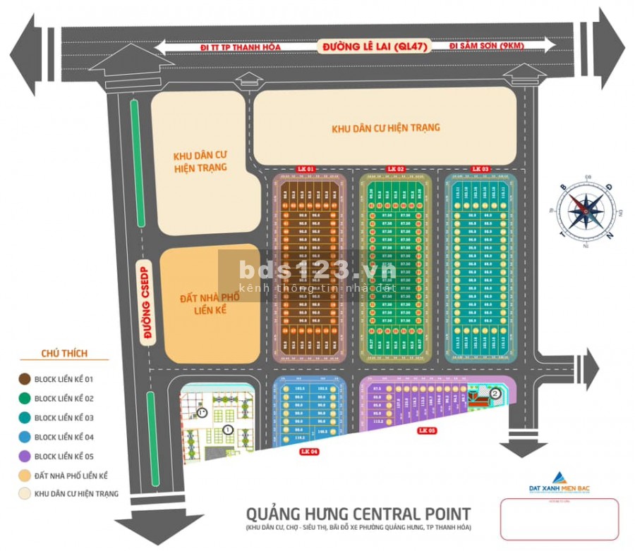Đất nền đầu tư có sổ đỏ luôn duy nhất tại Thanh Hóa Quảng Hưng Center