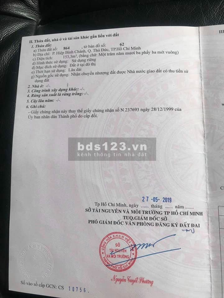 Bán lô đất đường số 26, Hiệp Bình Chánh, liên hệ 0901130437, giá 65 triệu/m2
