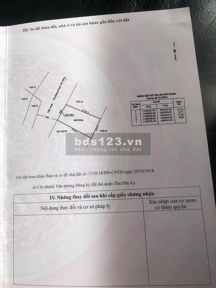 Bán lô đất đường số 26, Hiệp Bình Chánh, liên hệ 0901130437, giá 65 triệu/m2