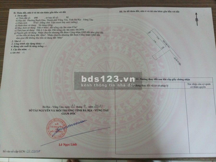 Bán Đất thổ cư 2 mặt tiền hẻm Hồ Tri Tân, sổ hồng riêng đầy đủ, giá 2.7 tỷ