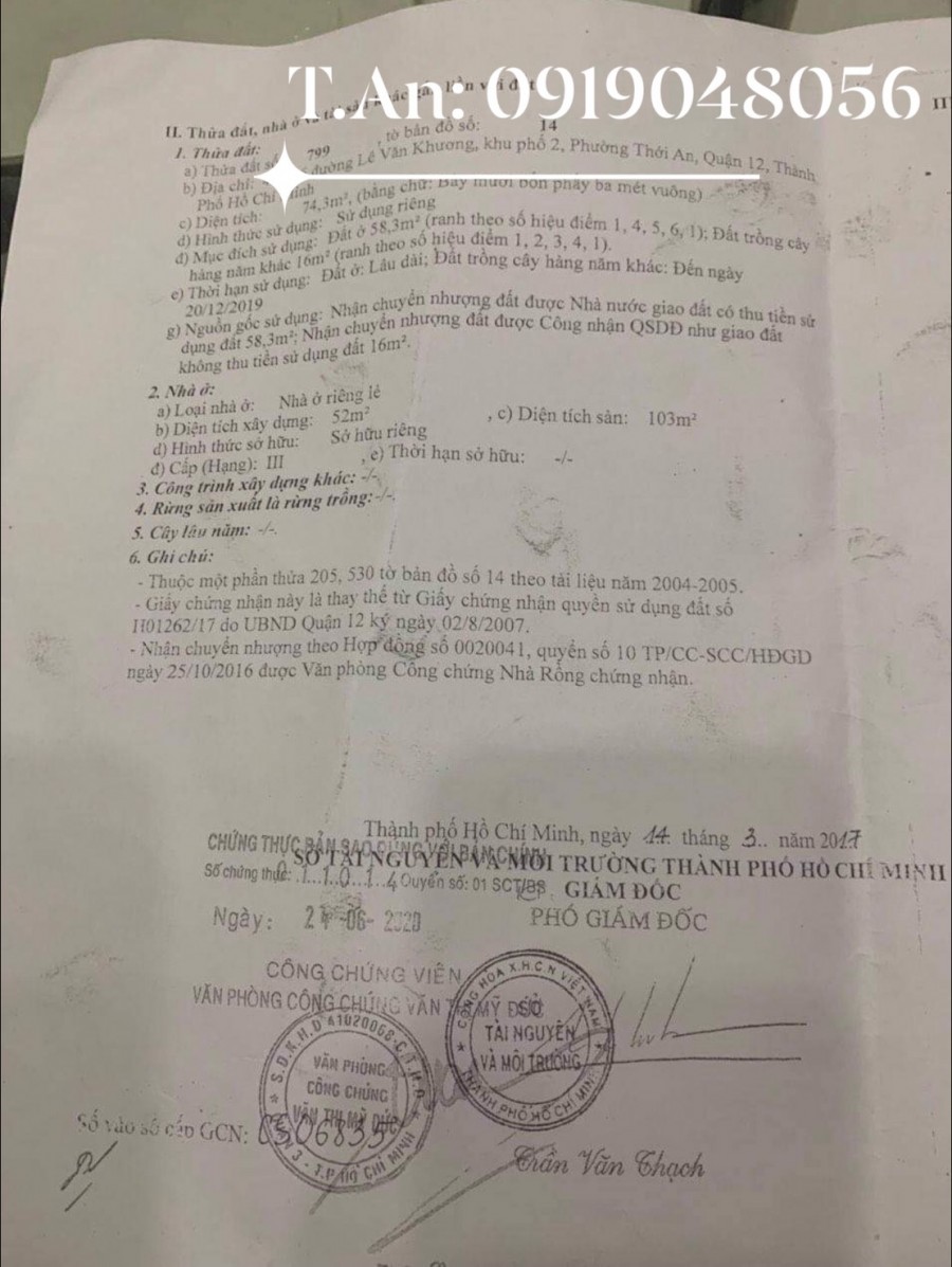 Chính Chủ Cần Bán Nhà Ở Phường Thới An, quận 12, TPHCM.