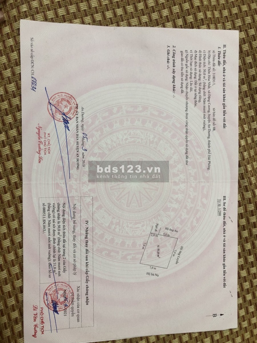 Bán nhanh căn nhà 50m2 tại ĐẶNG CƯƠNG,AN DƯƠNG giá 750tr Sang AN ĐỒNG chỉ 15 phút