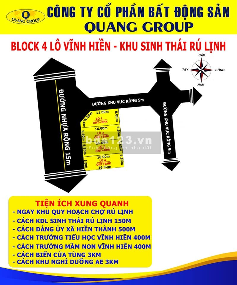 Bán đất mặt tiền đường nhựa 15m, hướng Tây Nam, liên hệ chính chủ