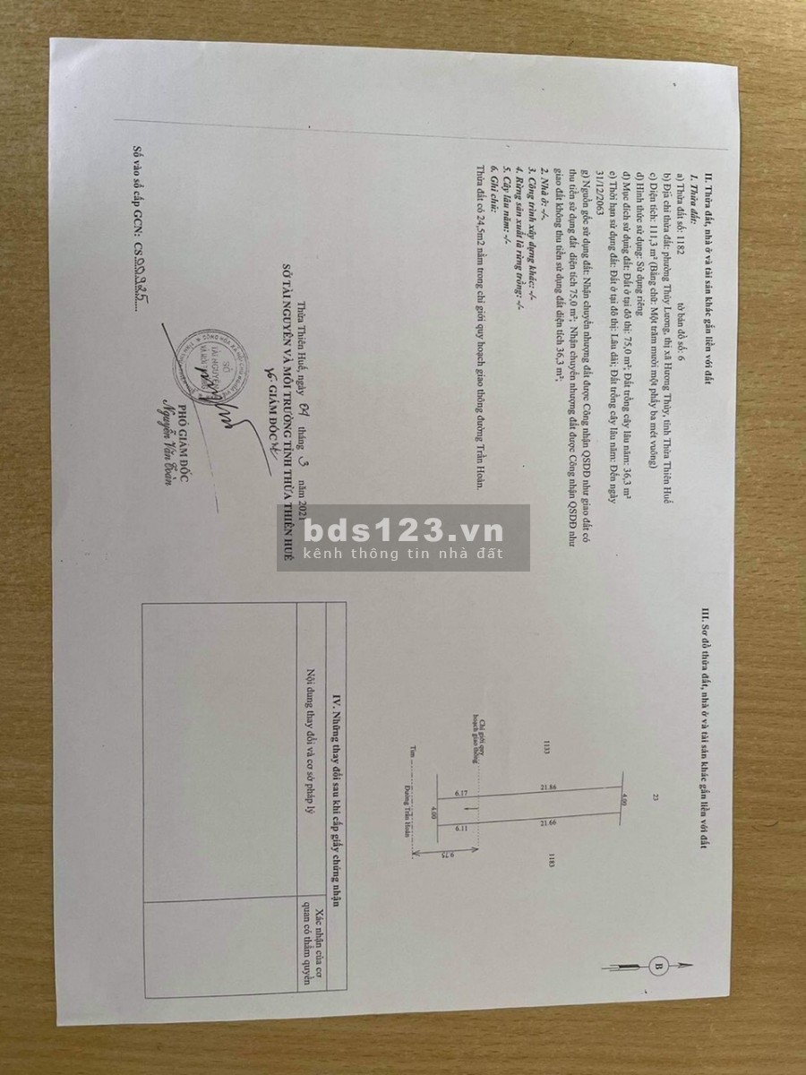 Chủ  cần tiền nên cần bán gấp lô đất mặt tiền Trần Hoàn, phù hợp kinh doanh