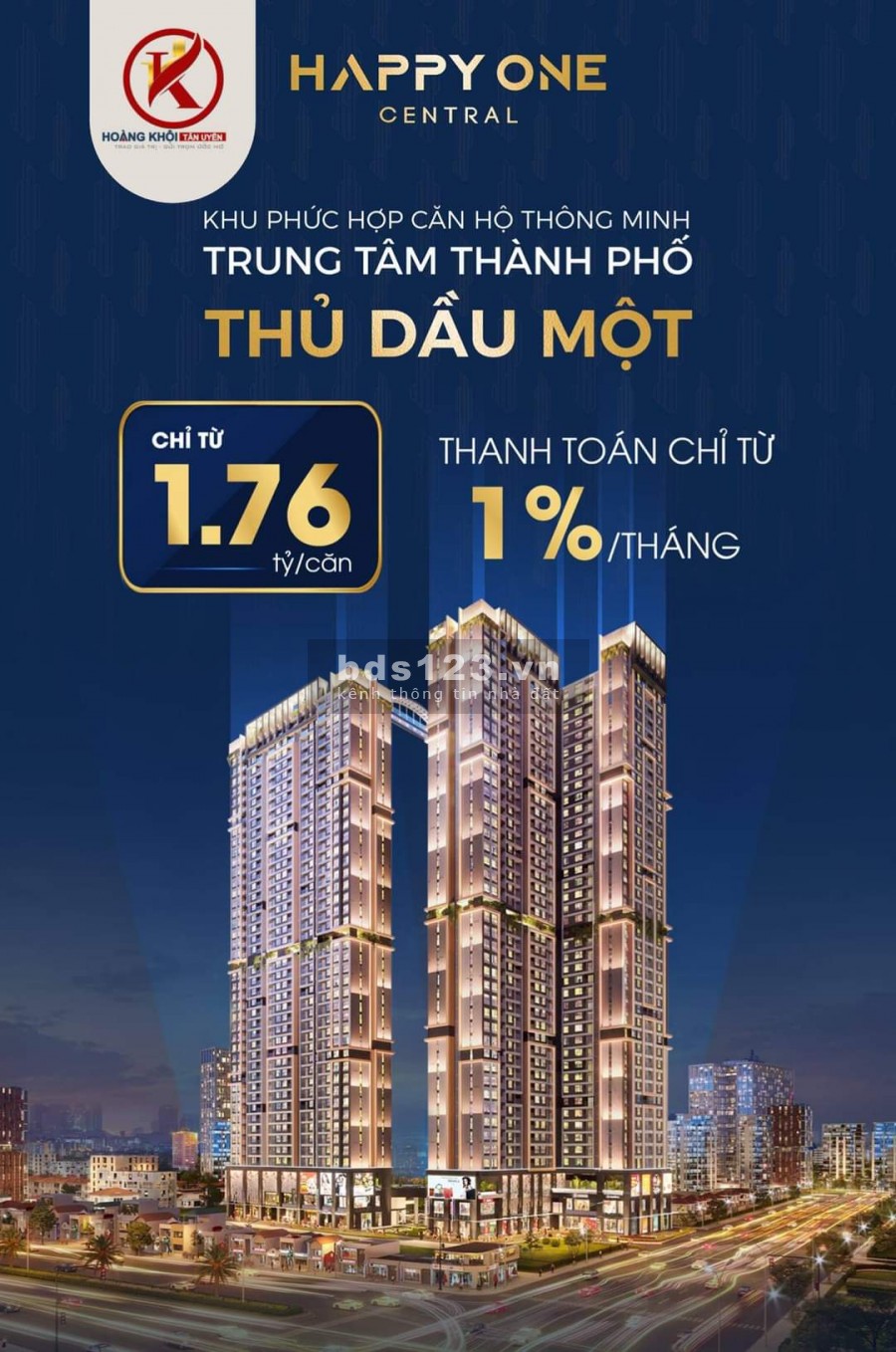 Căn hộ cao cấp nâng tầm cuộc sống cho giới trẻ - Happy One Central, giá bán 1.76 tỷ