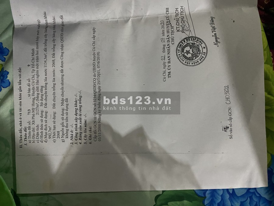 Bán gấp đất trong hẻm đường phạm thị gắng, Phú Mỹ Hưng, củ chi, 2127m2, Giá 2tr/m2, SHR