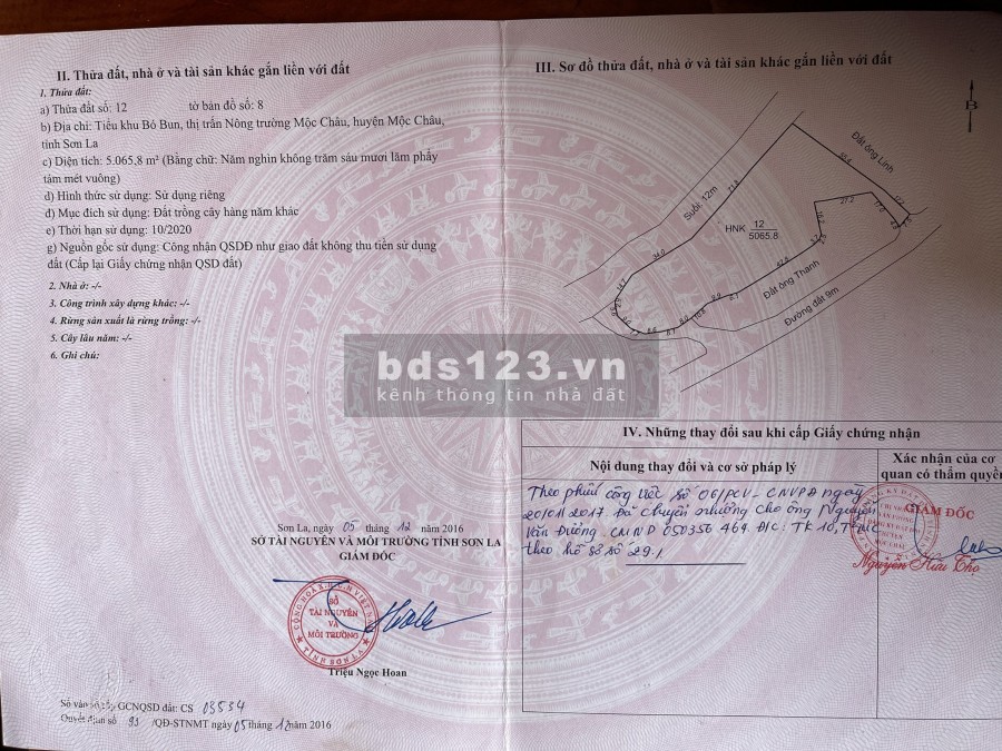 Bán mảnh đất 5065m2 ngay trung tâm Nông Trường Mộc Châu bám suối rộng 12m cực mát mẻ! 0822356688