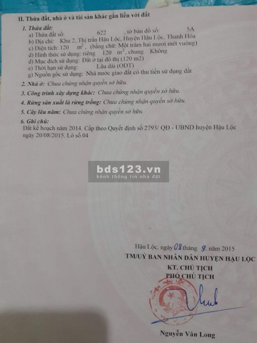 Đất đẹp thị trấn Hậu Lộc, khu dân cư đông đúc liên hệ ngay 0385217777