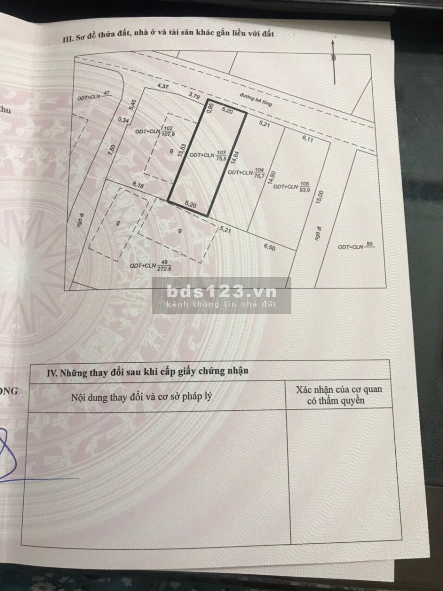 SĐCC Cần bán lô đất 75m – 2 ngõ cạnh nhà thông dự án Hạ Long Xanh