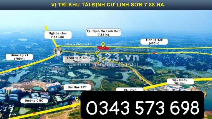 Cần bán gấp lô đất 100m2 TĐC Linh Sơn, Hòa Lạc đường trước nhà 12m, có vỉa hè 2 bên.