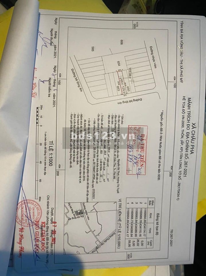 Cần bán đất nền tại thị xã Phú Mỹ, đã có sổ, thổ cư 100m2, giá tốt thị trường