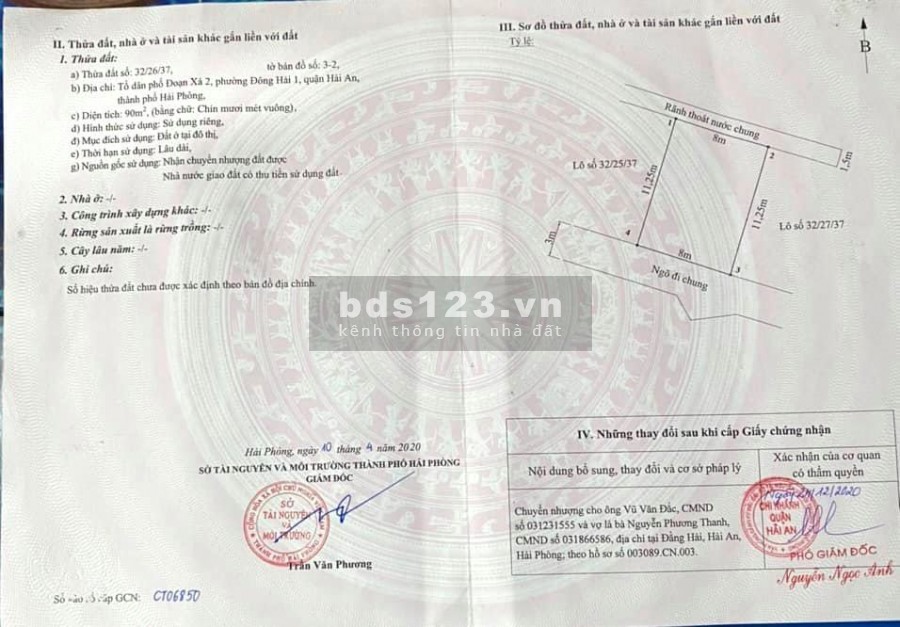Đất khu dân cư đông đúc, đầu tư hoặc xây dựng, giá án 30 triệu/m2, hướng Tây Nam