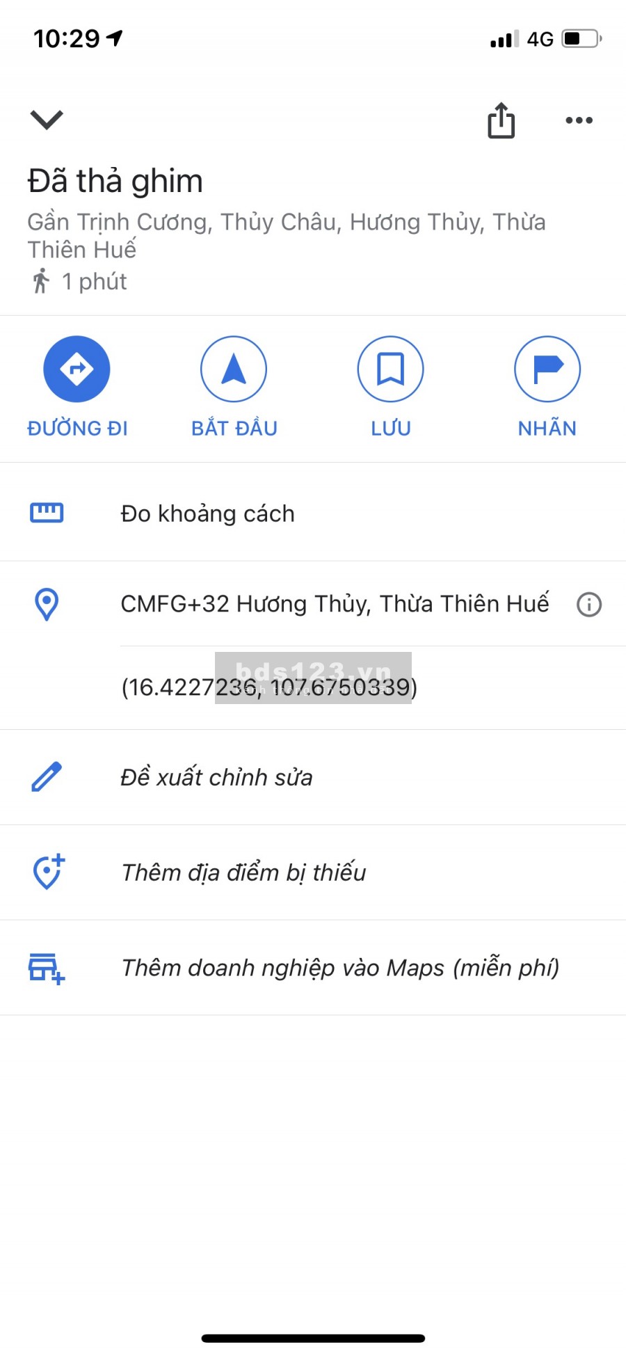 Bán lô đất GIÁ RẺ mặt tiền Trịnh Cương, phường Thủy Châu, giá bán 1,33 tỷ
