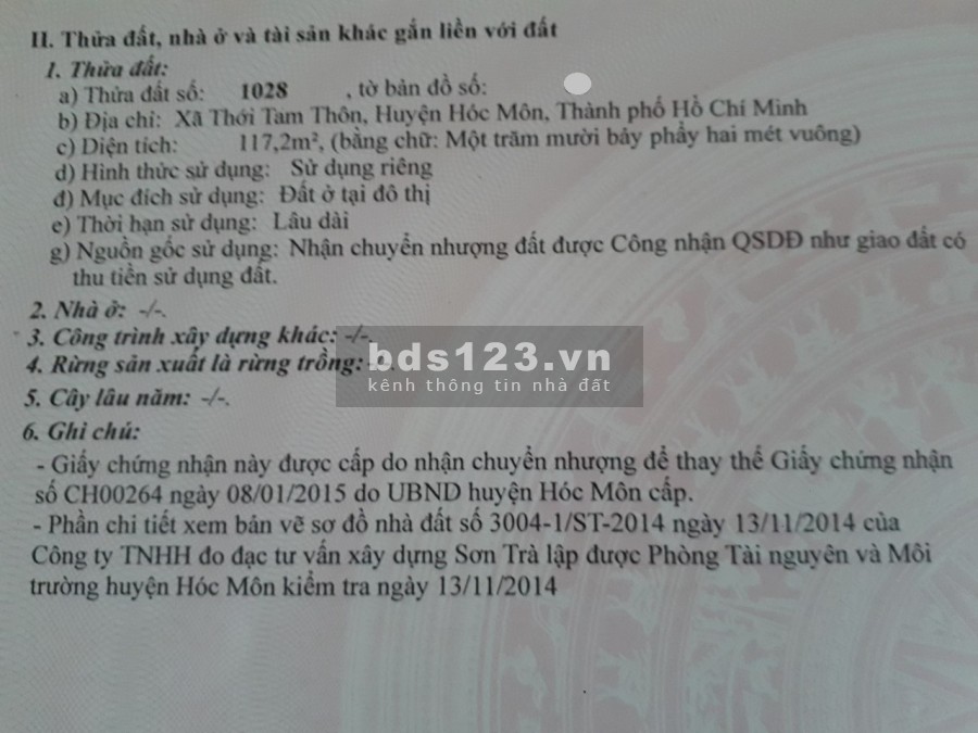 Lô góc cực đẹp Thới Tam Thôn - Quận Hóc Môn, giá thoả thuận