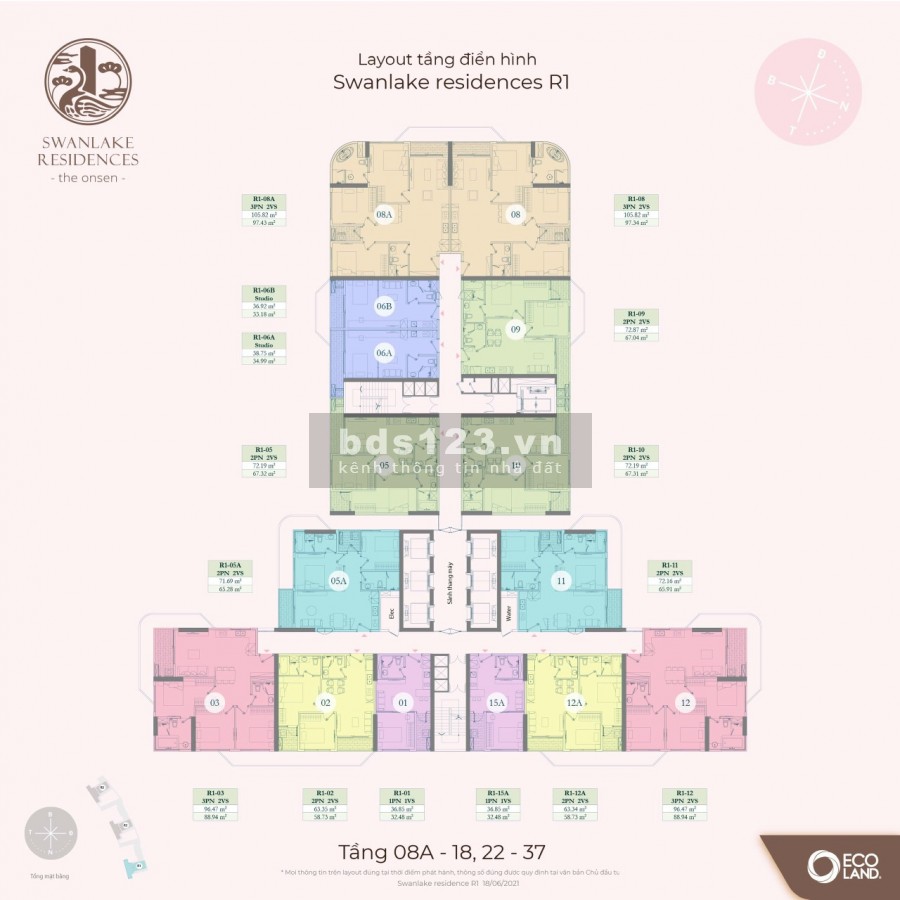 Swanlake Onsen - Ecopark: căn hộ Studio - 38.75m2 chỉ cần VTC 293.850k đặc quyền chọn căn