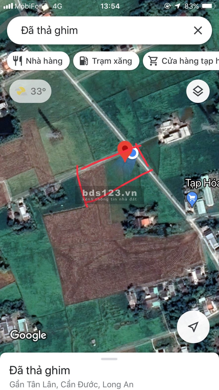 Bán Đất Lúa Ấp Xóm Mới, xã Tân Lân huyện Cần Đước Long An, giá bán 1.75 triệu/m2