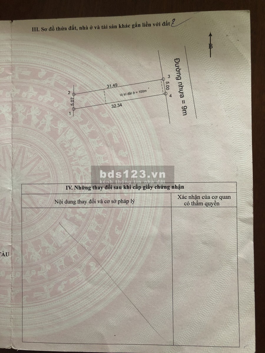 Bán gấp An Ngãi Long Điền dt 5mx32m, có 100m2 thổ cư đã có sổ hồng lh 0372865999