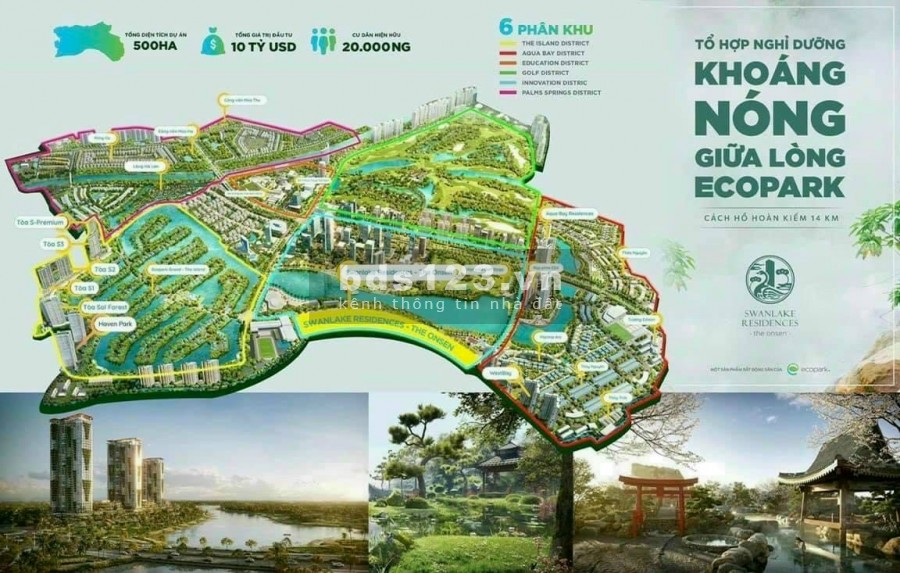 Swanlake Onsen - Ecopark: căn hộ Studio - 38.75m2 chỉ cần VTC 293.850k đặc quyền chọn căn
